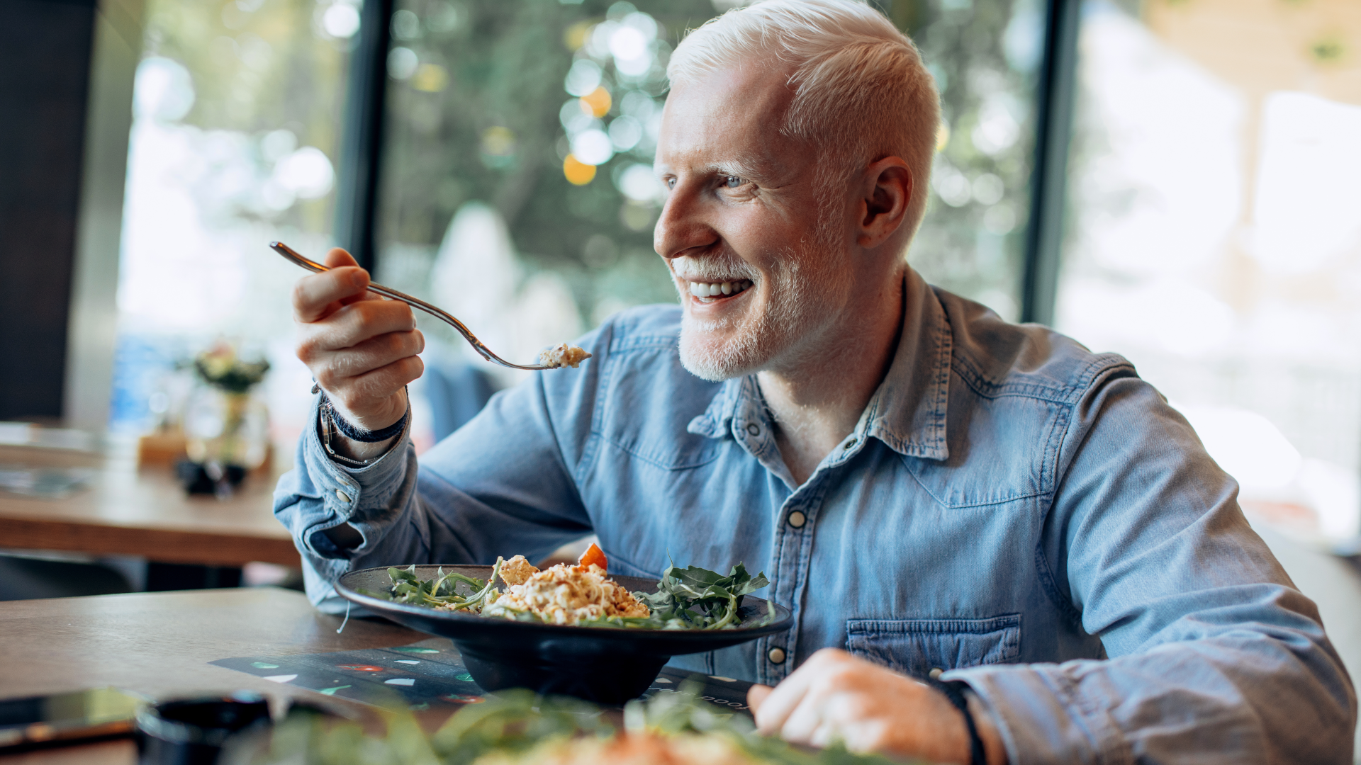 Man eating testosterone boosting food